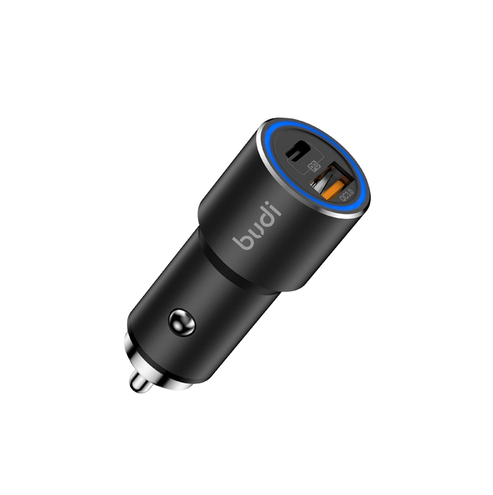 38W PD&QC 2 Ports Ring Led Indicator Aluminium Car Charger - Image 3
