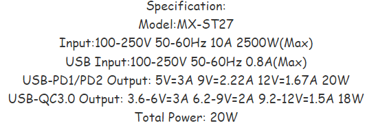MOXOM 2M  PD20W  QC18W 6 in 1 Power Strip - Image 4