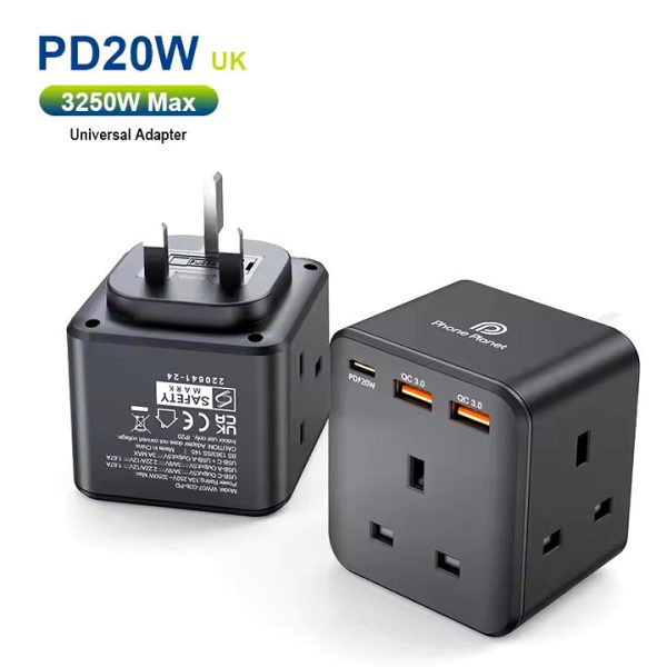 Universal Adaptor 3250w fast charging PD20w power socket with UK plug Multi Devices USB portable charger socket - Image 2