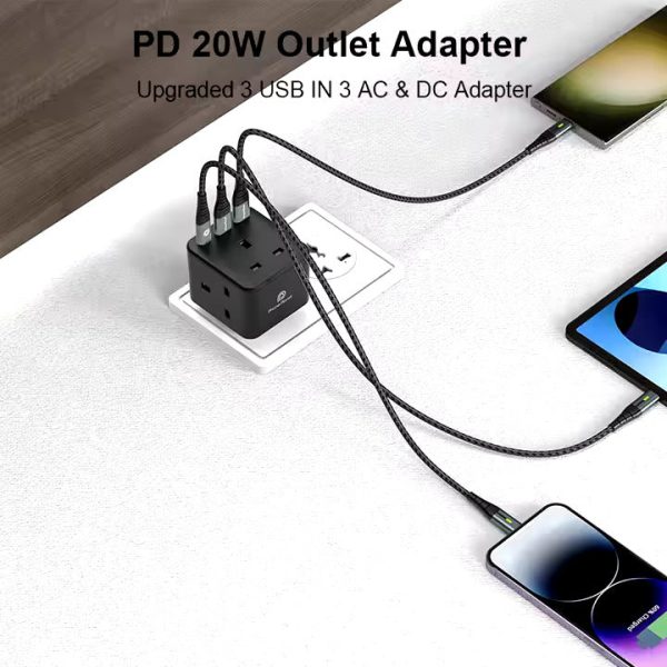 Universal Adaptor 3250w fast charging PD20w power socket with UK plug Multi Devices USB portable charger socket - Image 3