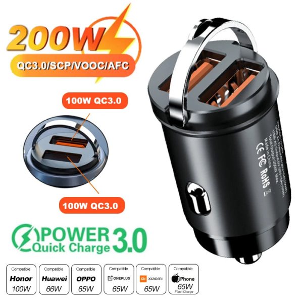 Car Charger (5A-200W) Fast Charing 2x(USB Port 12-24V) Cigarette Socket Car USB-C Charger - Image 21