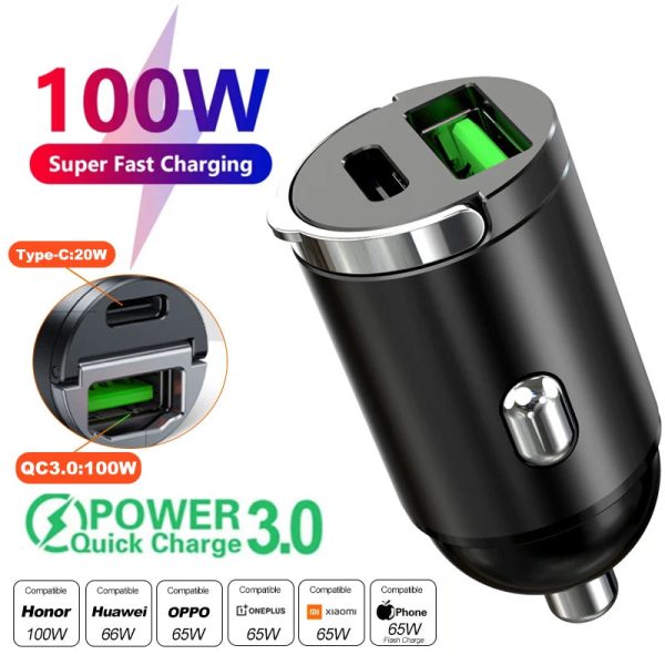 Car Charger (5A-200W) Fast Charing 2x(USB Port 12-24V) Cigarette Socket Car USB-C Charger - Image 20