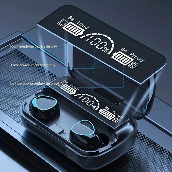 Black bluetooth wireless sports earbuds with noise cancellation (water resistant) - Image 3