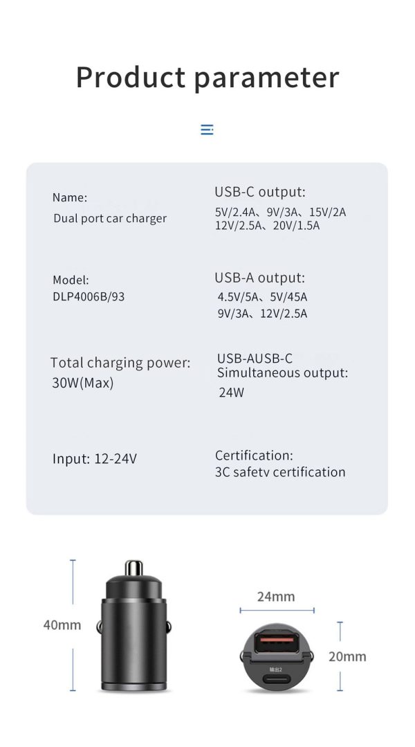 Car Charger (5A-200W) Fast Charing 2x(USB Port 12-24V) Cigarette Socket Car USB-C Charger - Image 18