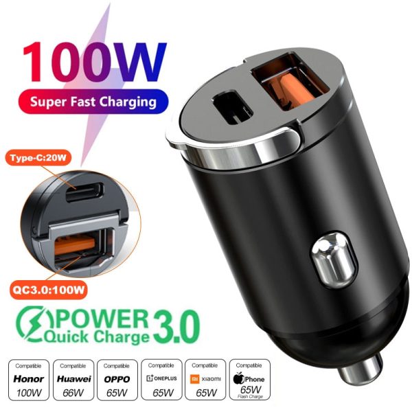 Car Charger (5A-200W) Fast Charing 2x(USB Port 12-24V) Cigarette Socket Car USB-C Charger - Image 4