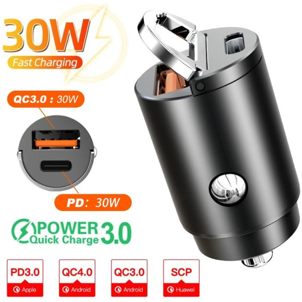 Car Charger (5A-200W) Fast Charing 2x(USB Port 12-24V) Cigarette Socket Car USB-C Charger - Image 2