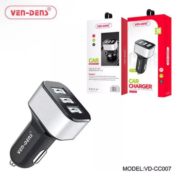 VEN-DENS VD-CC007 3.1A 3 USB CAR CHARGER