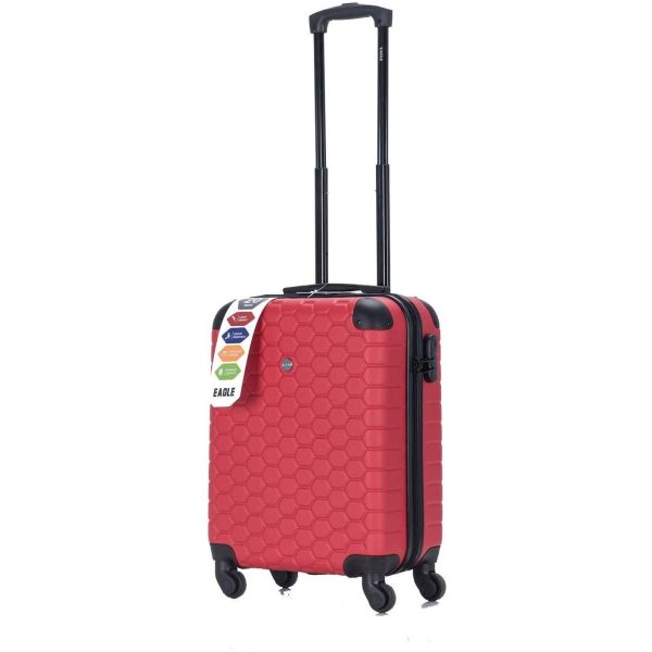 Eagle Lightweight ABS Hard Shell Luggage Suitcase - 4 Wheels - Carry-On Spinner Red - Image 4