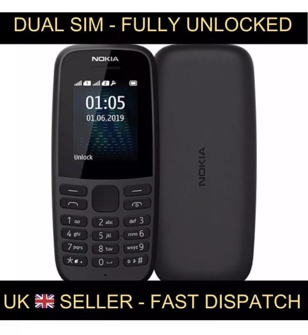 Genuine Nokia 105 TA-1416DS Dual Sim Basic Phone Charcoal Colour Basic Cellphone